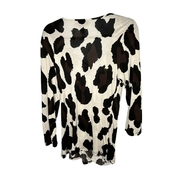 INC Leopard Print V-Neck 3/4 Sleeve Top Size XL  Ruched Animal Cream Neutral - Picture 2 of 5